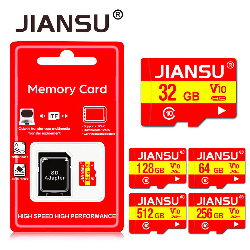 بطاقة الذاكرة عالية الجودة 256GB 128GB 64GB 32GB بطاقة sd صغيرة Class10 UHS-1 بطاقة ذاكرة فلاش TF/بطاقات SD شحن مجاني