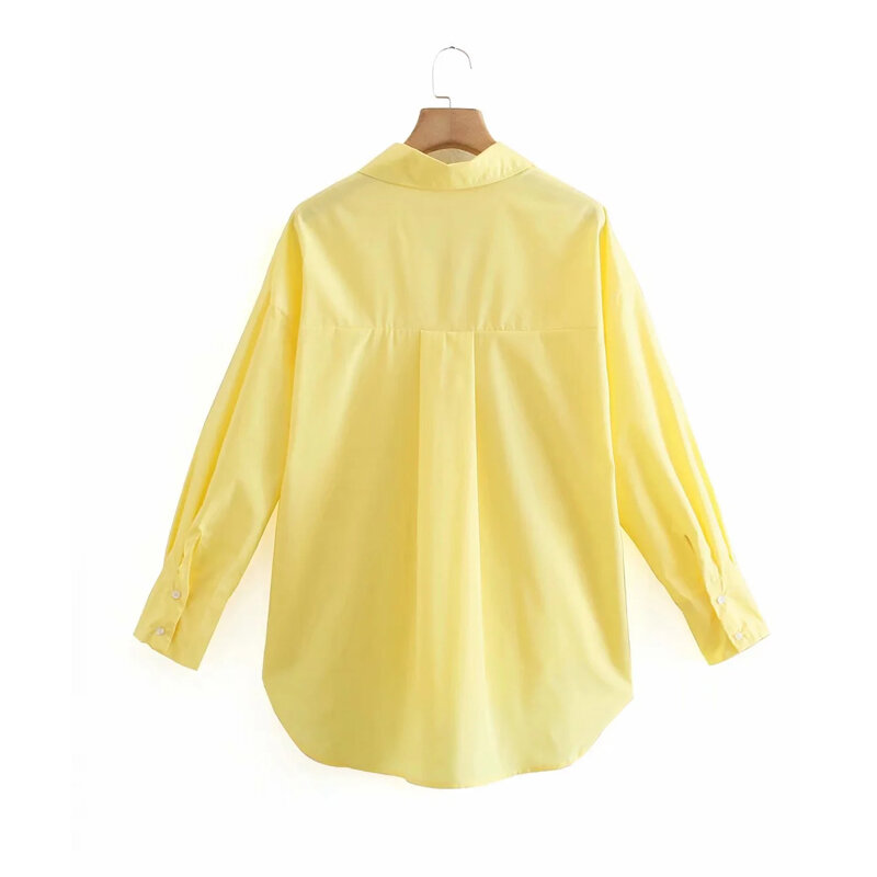 PSEEWE أفضل امرأة الأصفر زر حتى قميص المرأة طويلة الأكمام الربيع 2021 مكتب بلوزة الإناث غير المتماثلة تنحنح شيك الوردي قميص