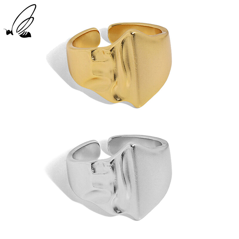 S'STEEL 925 فضة استرلينية تصميم بسيط هدية للنساء مقعر محدب سطح الملمس قابل للتعديل خاتم حفلة غرامة مجوهرات