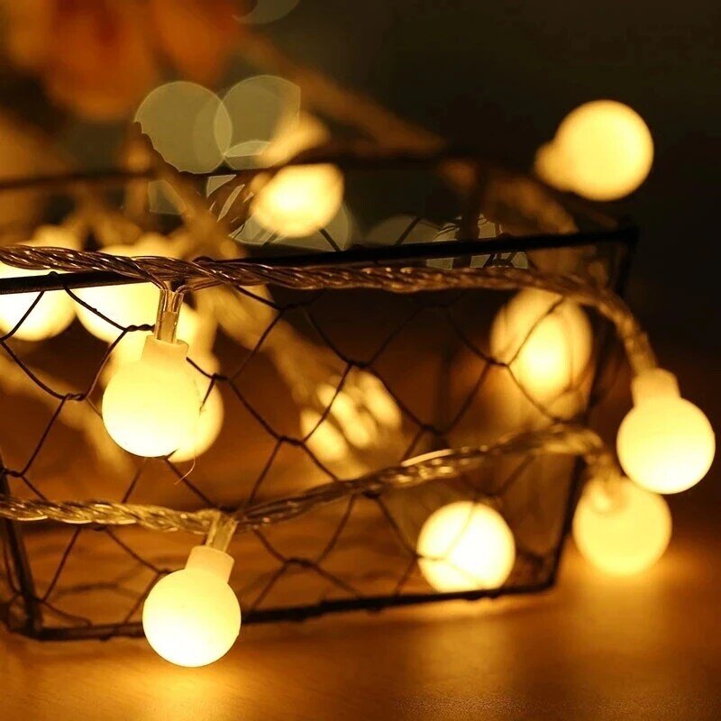1.5/2/3/4/5/10 متر LED عطلة الجنية جارلاند الكرة سلسلة أضواء غلوب لوازم ديكورات زفاف للمنزل بطارية حبل أضواء