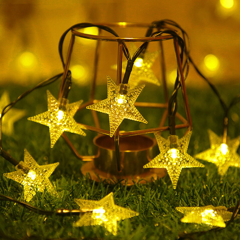 الشمسية LED ستار سلسلة أضواء في الهواء الطلق الجنية جارلاند مصباح مهرجان الفن الديكور الاطفال نوم حفلة السنة الجديدة عيد الميلاد زخرفة