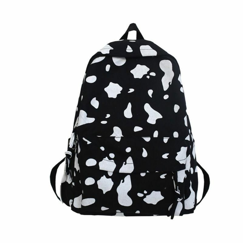 حقيبة ظهر قماشية مطبوعة بحليب البقر ، حقيبة مدرسية غير رسمية للمراهقين X5XA
