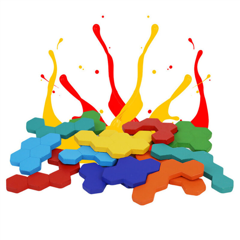 الأطفال خشبية تانجرام شكل هندسي بانوراما لعبة ملونة ثلاثية الأبعاد لغز مونتيسوري التعلم المبكر ألعاب تعليمية للأطفال