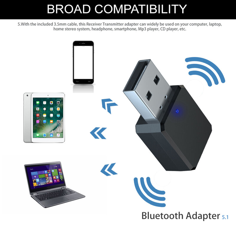 USB بلوتوث-متوافق 5.1 جهاز ريسيفر استقبال وإرسال 2 في 1/ 3 في 1EDR محول دونغل 3.5 مللي متر AUX للتلفزيون الكمبيوتر ستيريو سيارة HIFI الصوت