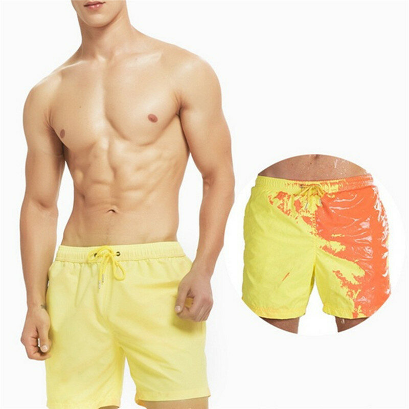 السحرية تغيير لون شورتات للبحر الصيف الرجال الرياضة جذوع ملابس السباحة المحمولة موضة اللون تغيير السراويل التجفيف السريع السراويل