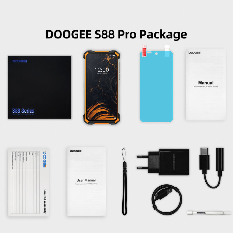 DOOGEE S88 Pro جوّال المهامّ الوعرة 10000mAh IP68/IP69K هيليو P70 ثماني النواة 6GB RAM 128GB ROM هاتف ذكي أندرويد 10 OS NFC