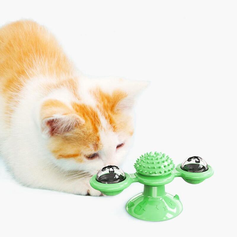 Windmill Cat Toy Funny Turntable Teasing Pet Toy Scratching Tickle Cats Hair Brush Cat Toys Interactive Puzzle Smart Pet Toys