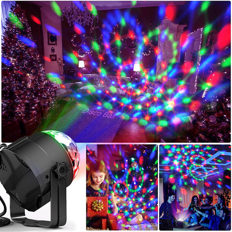LED أضواء للمسرح RGB الصوت المنشط الدورية ديسكو DJ حفلة ماجيك الكرة ستروب آلة حفر بالليزر صغيرة العارض مصباح المنزل KTV عيد الميلاد المعرض