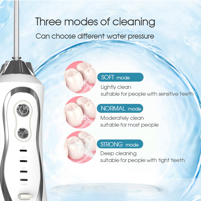 [Boi] 300 مللي جهاز تنظيف الأسنان بالماء مرواء فموي للأسنان الزائف القوي ذو الضغط العالي الاحترافي USB قابل للشحن 7B1