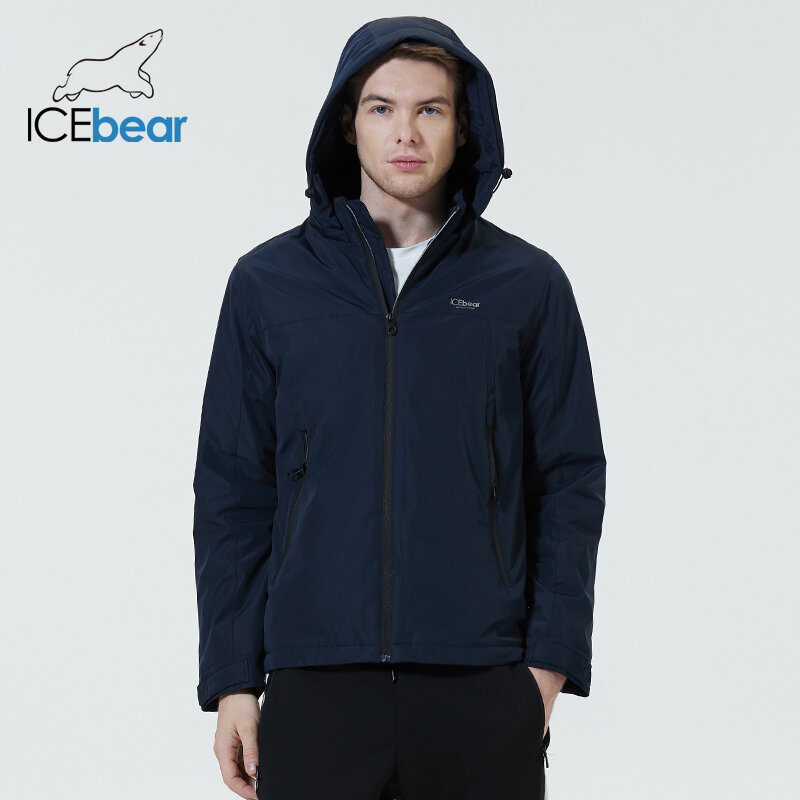 ICEbear 2022 جديد الرجال سترة قطن قصيرة الخريف موضة الذكور معطف عالية الجودة مع هود ماركة الملابس MWC21610D