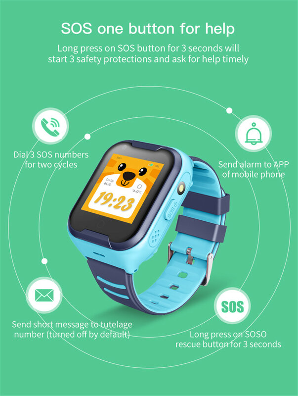 ساعة ذكية للأطفال لتحديد المواقع 4g واي فاي IP67 مقاوم للماء الأطفال الطلاب Smartwatch مكالمة فيديو رصد تعقب موقع ساعة الهاتف A36E