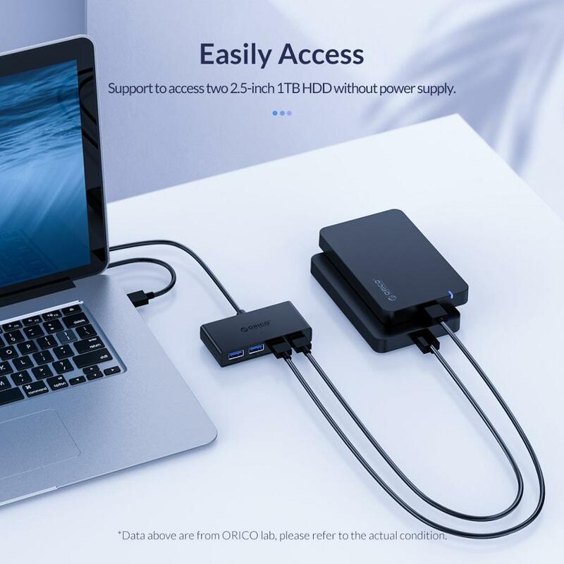 منفذ USB صغير 3.0 من ORICO مزود بـ 4 منافذ لإمداد الطاقة OTG مع واجهة طاقة USB صغيرة للكمبيوتر اللوحي وماك بوك OTG محور USB