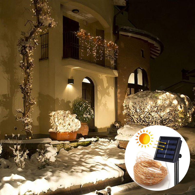 USB السنة الجديدة جارلاند الستار مصباح عطلة الديكور للمنزل غرفة نوم نافذة الشمسية عيد الميلاد الجنية سلسلة أضواء التحكم عن بعد