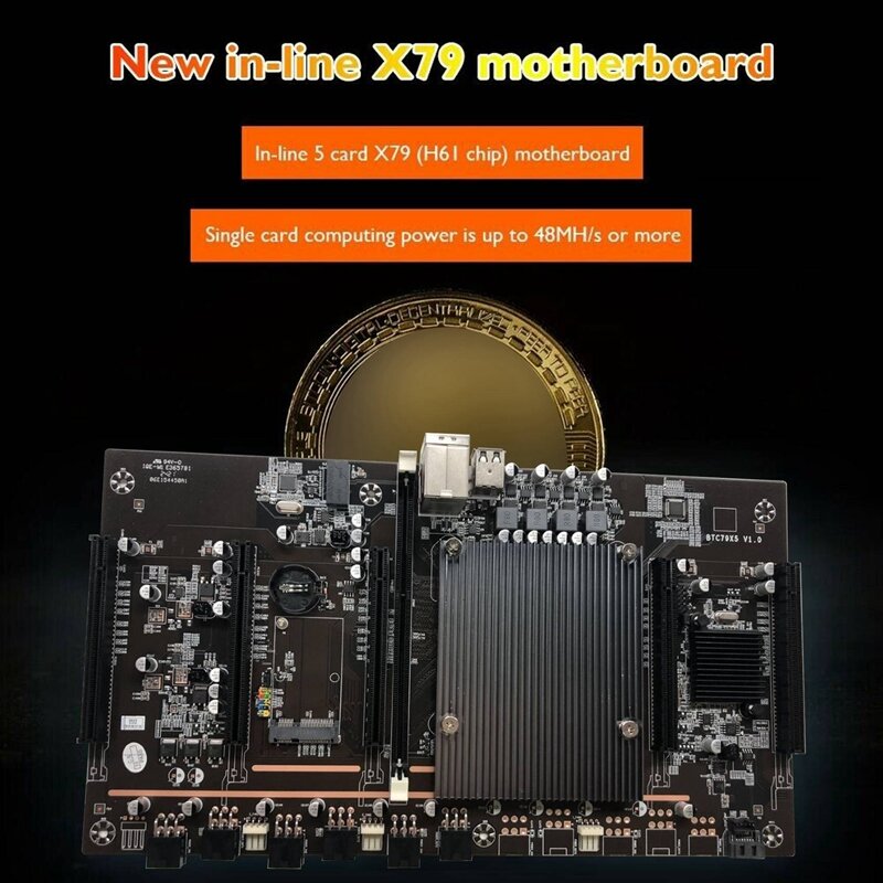 HOT-X79 BTC مينر اللوحة مع E5 2630 V2 CPU RECC 8G DDR3 RAM 120G SSD 5X بكيي دعم 3060 3070 3080 بطاقة جرافيكس