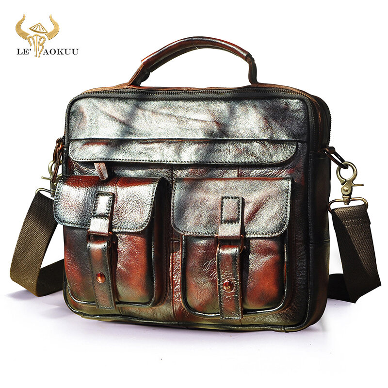Le'aokuu-حقيبة يد من الجلد الطبيعي للرجال ، حقيبة نبيذ عصرية ، أعمال ، حقيبة كمبيوتر محمول مقاس 13 بوصة ، تصميم ملحق ، B207