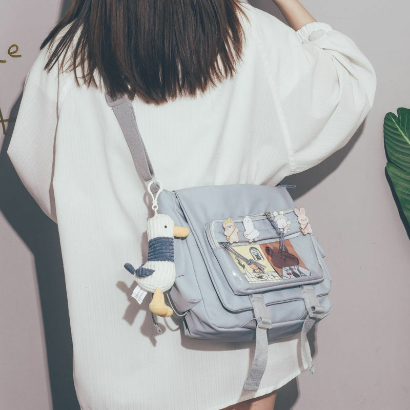 سعة كبيرة طالب الطبقة رسول حقيبة قماش قنب الإناث 2021 جديد اليابانية Harajuku بلون ساعي البريد الكتف Ins حمل حقيبة