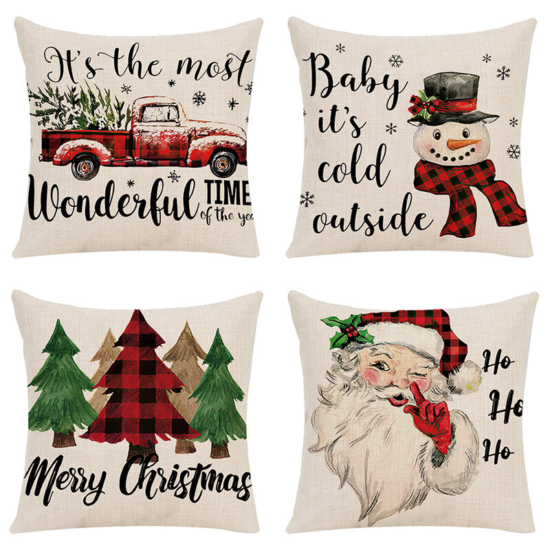 عيد الميلاد عيد الميلاد نمط غطاء الوسادة Pillowcae Navidad زينة عيد الميلاد غطاء الوسادة s لغرفة المعيشة سعيد السنة الجديدة 2022