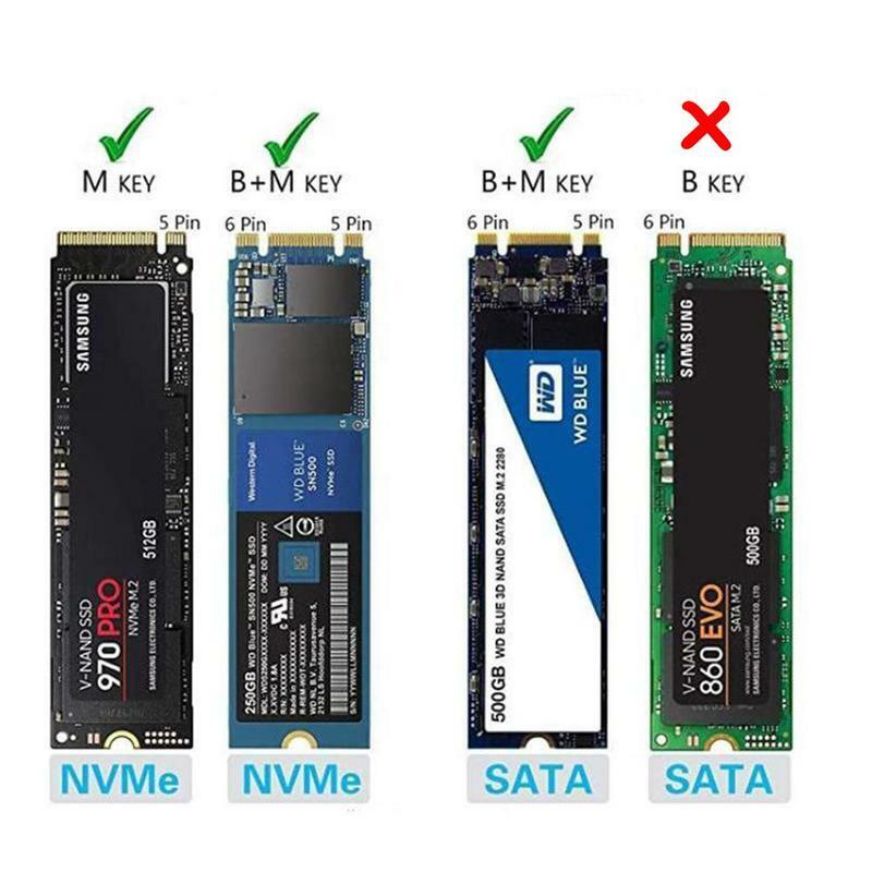 NVME M2 SSD Case SATA إلى USB نوع C 3.1 SSD محرك أقراص صندوق محرك خارجي M/B PCIE NGFF الضميمة الصلب 10Gbps HDD مفتاح M4V7