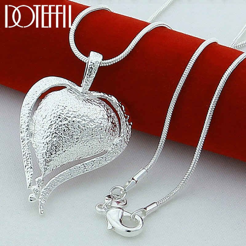 DOTEFFIL-قلادة قلب من الفضة الإسترليني عيار 925 للنساء ، قلادة على شكل ثعبان مقاس 18 بوصة ، سلسلة زفاف ، خطوبة ، سحر