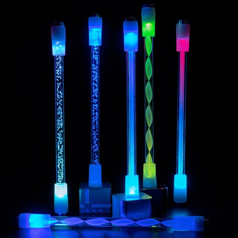 الملونة الغزل القلم الاصبع الدورية القلم المدمج في أضواء LED المضادة للانزلاق انفصال طالب الكبار الترفيه القلم