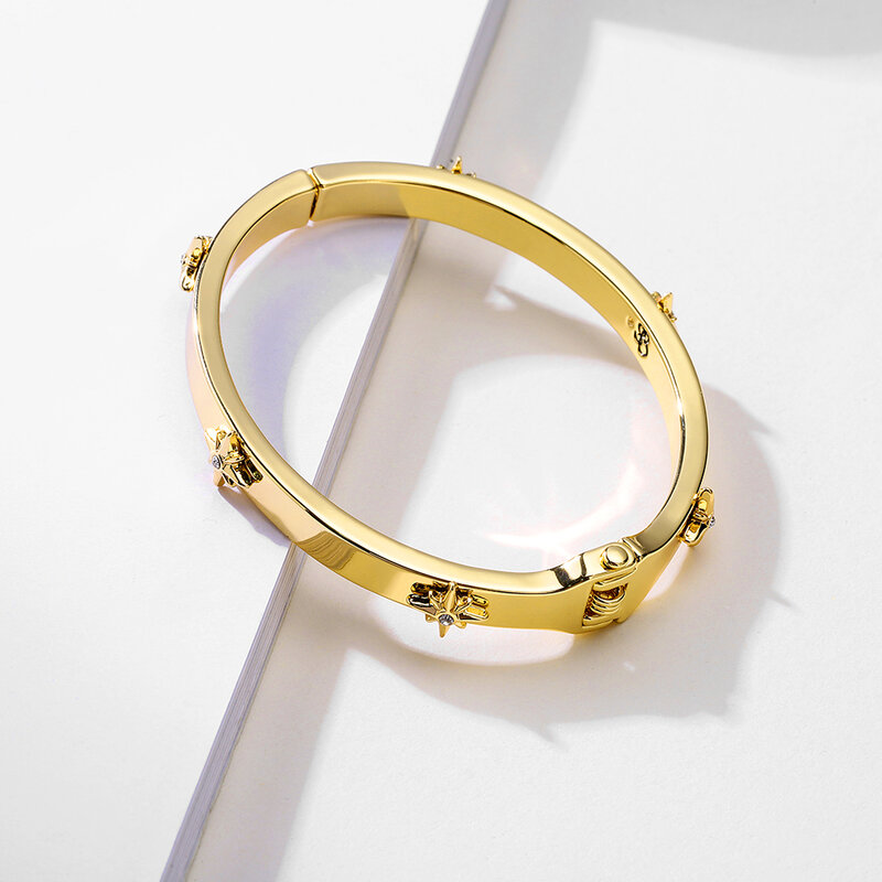 Ascona العصرية ماركة النساء أساور أساور المفتوحة الكفة تصميم سبائك الزنك مكعب الزركون أساور فاخرة الذهب مجوهرات لل زفاف