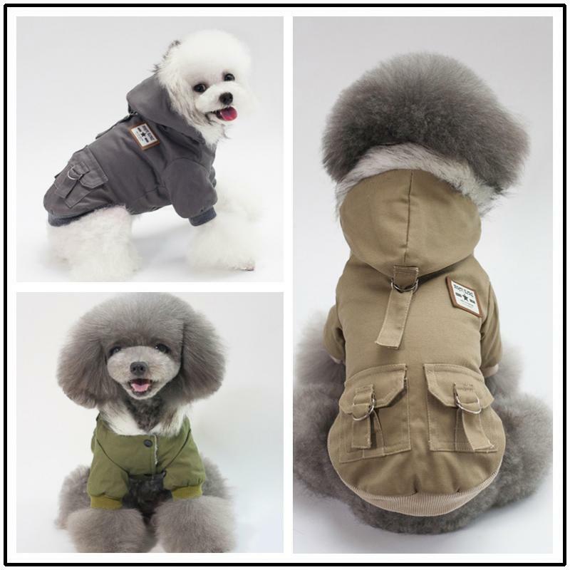 ملابس الخريف والشتاء كلب صغير ومتوسط الحجم جديد قدمين مع قبعة للحفاظ على الدفء ملابس عصرية مبطنة بالقطن