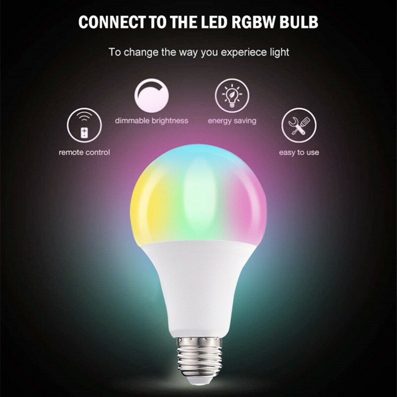 RGB LED لمبة E27 5 واط 10 واط 15 واط 110 فولت-220 فولت أضواء RGB مصباح للتغيير الملونة RGBW LED مصباح مع IR التحكم عن بعد وضع الذاكرة