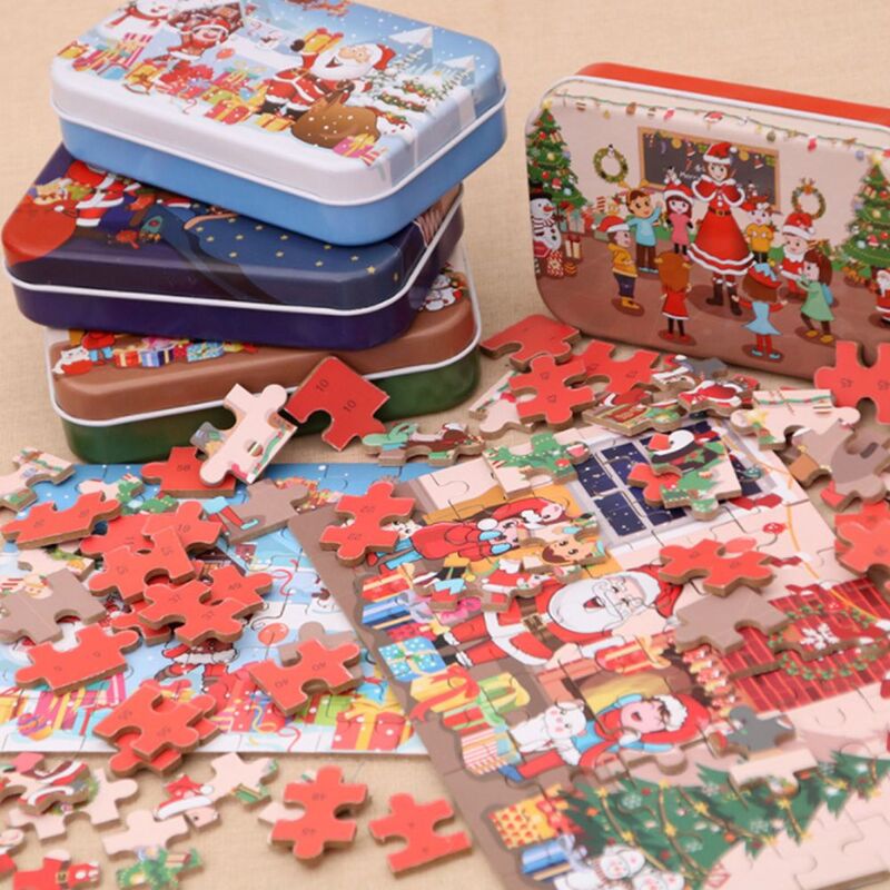 طفل اليدوية الذكاء التعليمية تطوير الاطفال لعبة عيد الميلاد أحجية الصور المقطوعة لغز سانتا كلوز