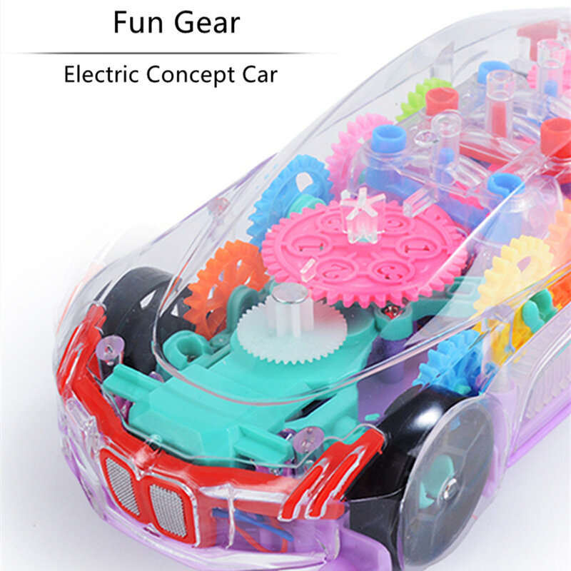 مضحك والعتاد شفافة الكهربائية مفهوم سيارة سباق الصوت ضوء محاكاة والعتاد الميكانيكية الطفل لغز التعليم المبكر الاطفال لعبة