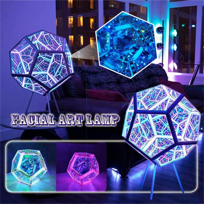 ضوء ليلي لانهائي Dodecahedron اللون الإبداعية وباردة الفن ضوء غرفة نوم الأطفال LED لوميناريا غالاكسي العارض الجدول مصباح