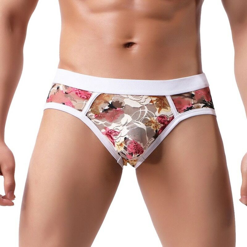 Men Flower Print Mesh Transparent Breathable Boxer Underpants Ultra-thin  Sexy Lace Soft Breathable Men Underwear Boxer Shorts