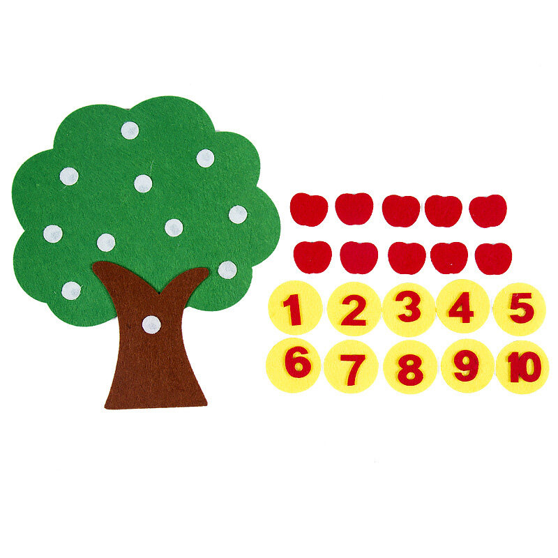 شجرة الفاكهة الرياضيات لعبة رياض الأطفال دليل DIY بها بنفسك نسج القماش في وقت مبكر لعب للتعلم على مدار الساعة وسائل تعليمية ألعاب خشبية رقمية