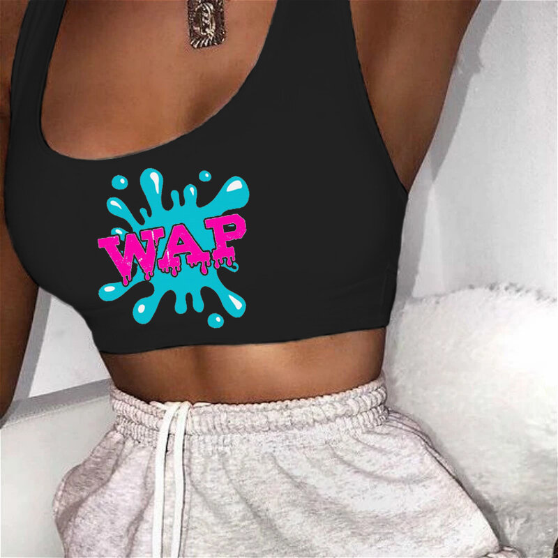 سترة لياقة بدنية قصيرة للنساء صيف 2021 مثيرة بدون أكمام تانك القمم قصيرة ملابس نسائية تي شيرت الصدرية WAP #3