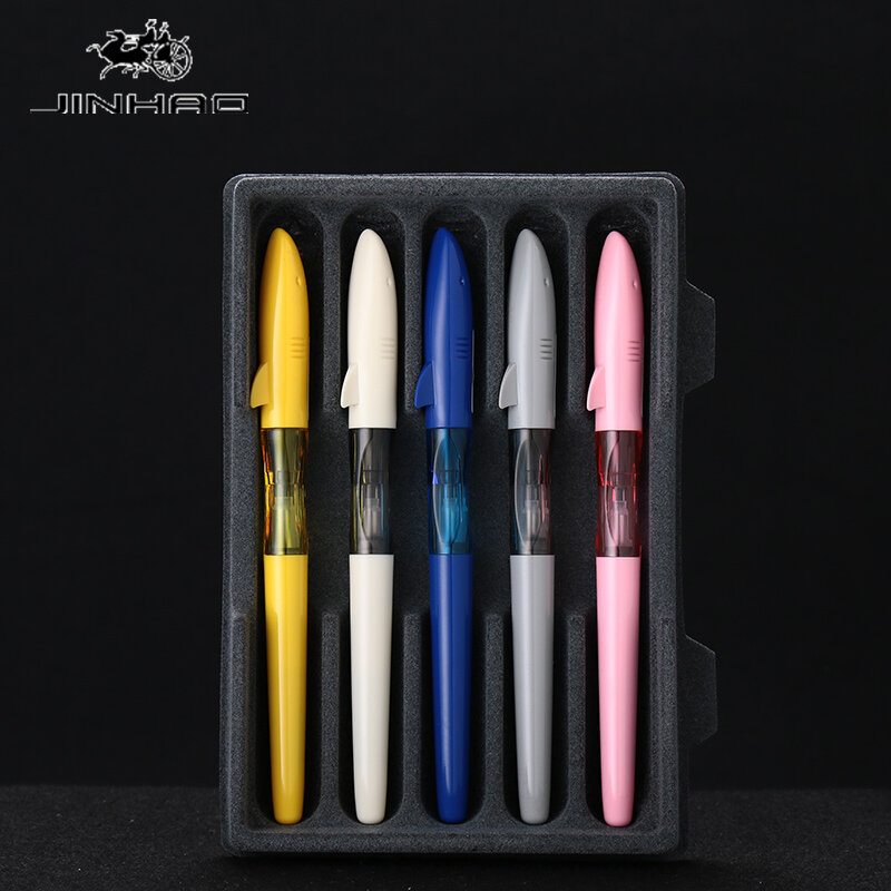 JINHAO SHAKR Series Plastic Fountain Pen 0.5/0.38mm Chil Student Practise Calligraphy Pens School Supplies 12 Colors for Choose