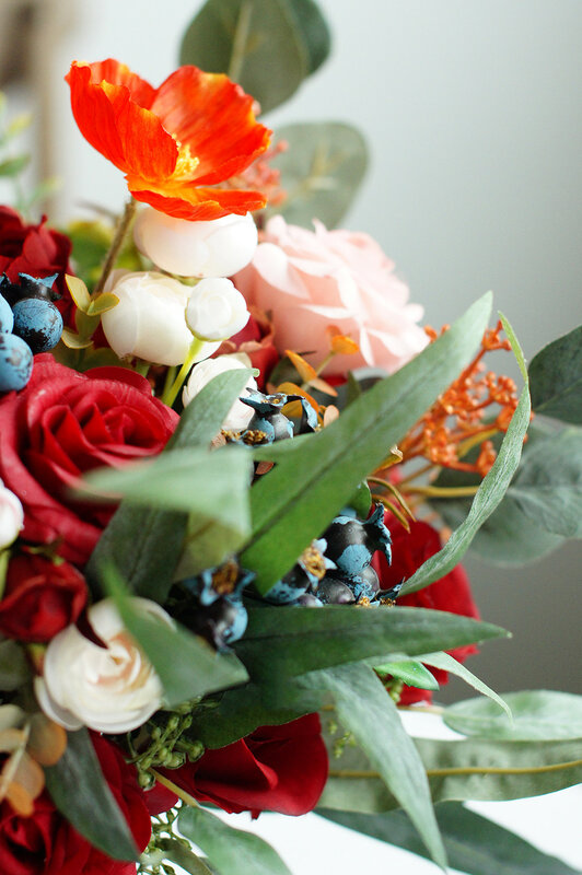 SESTHFAR-باقة الفاوانيا الوردية والأحمر ، زهور وهمية ، راموس صناعي ، Novia ، زينة الزفاف #6