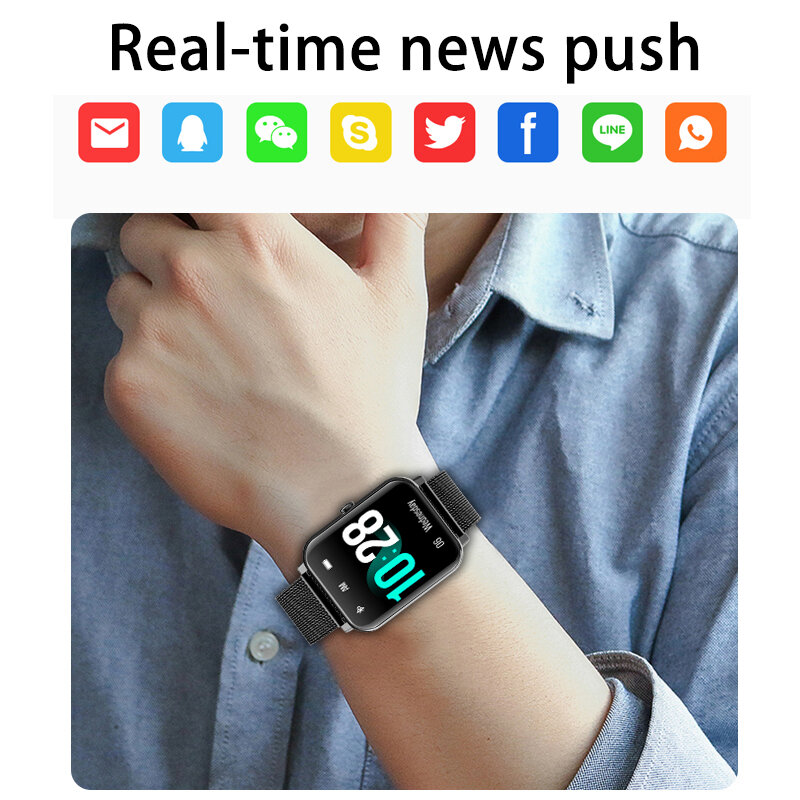 2022 LIGE جديد ساعة ذكية الرجال 1.69 "كامل اللمس درجة حرارة الجسم مراقب معدل ضربات القلب Smartwatch مقاوم للماء النساء ساعة اليد الذكية