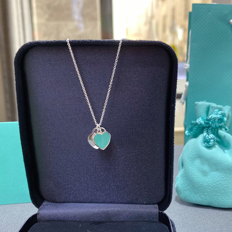الأصلي الكلاسيكية مزدوجة القلب قلادة 2021 جديد مجوهرات الأزياء مناسبة للبنات هدايا عيد موضة زوجين الحب مجوهرات
