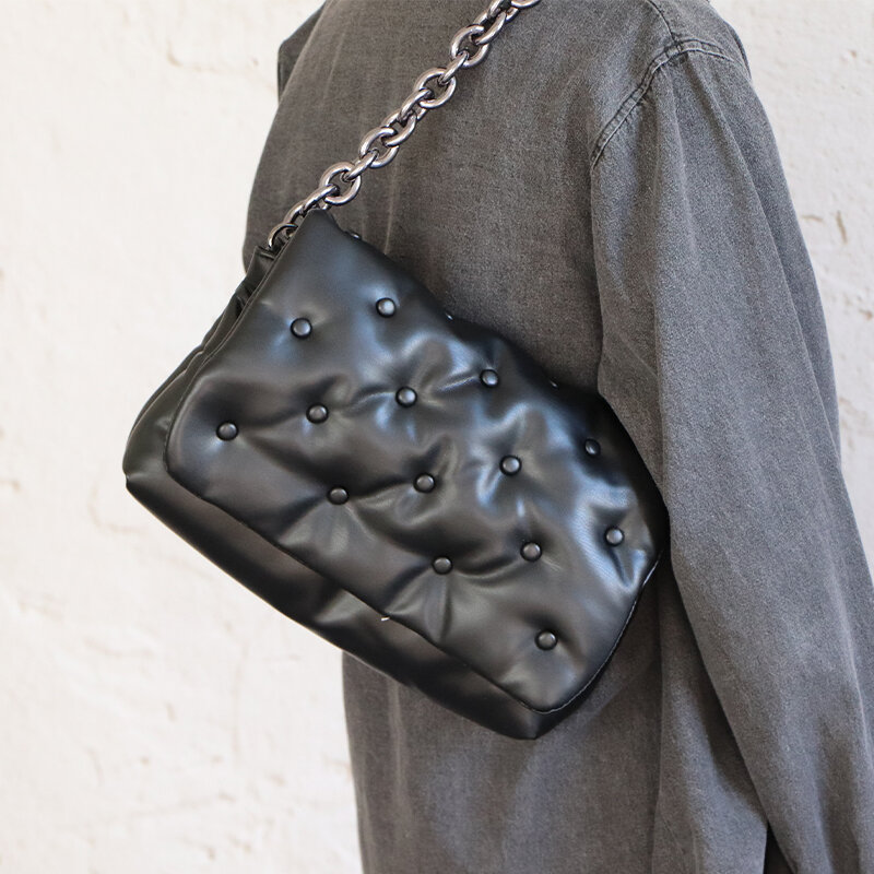برشام الفاخرة وصفت الاتجاه حقيبة كتف ل سلسلة نسائية الدنيم الإبط حقائب و المحافظ المرأة الأزياء الإمالة اليد حقيبة