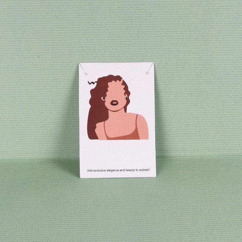 100 قطعة المرأة مثير مطبوعة أقراط عرض بطاقات مجوهرات كرتون التغليف الأذن ترصيع ورقة بطاقة مجوهرات التغليف المنظم