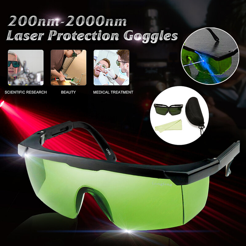 1 قطعة نظارات الليزر حماية 200nm-2000nm الليزر نظارات السلامة IPL-2 OD + 4 نظارات واقية أنيقة