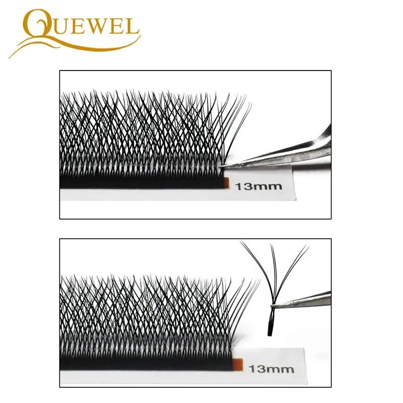 Quewel W شكل الفردية حجم الرموش W نمط مزدوجة تلميح رمش ملحقات المشجعين C/D حليقة جديد كاذبة لاش العين ماكياج أداة