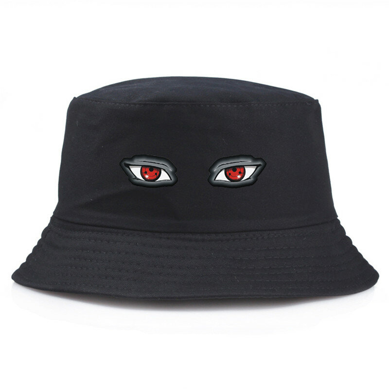 رماد الهوكاجي أنيمي Uchiha Sasuke قبعة هابيتو Akatsuki Uchiha الأسرة شعار قبعة مجوفة مطبوعة للجنسين عادية صياد قبعة حولها