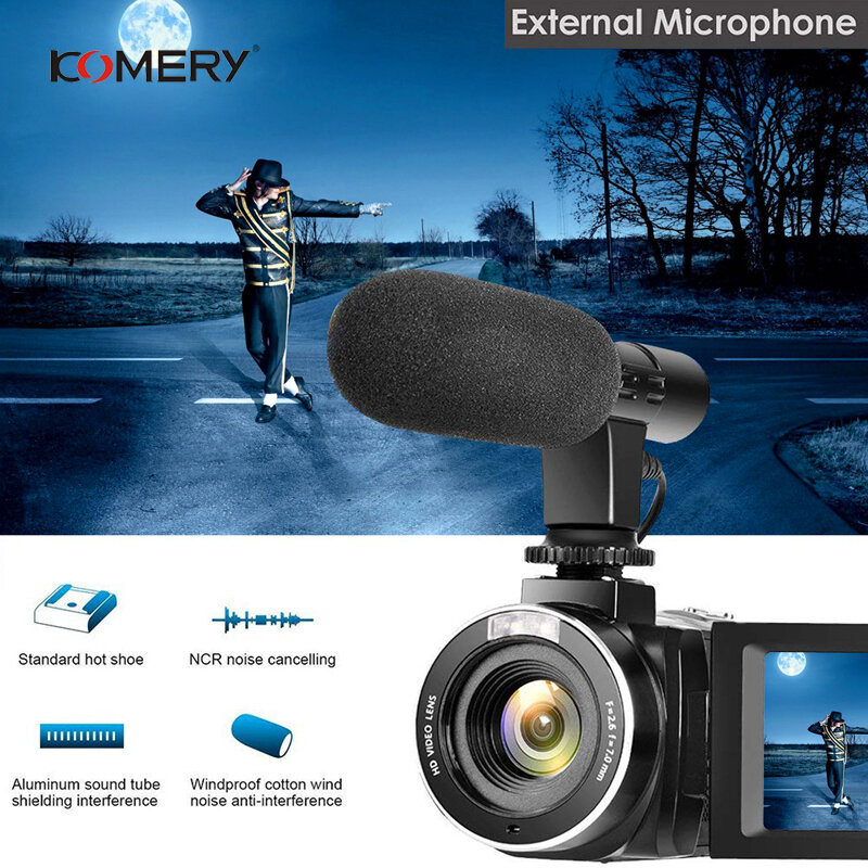 كاميرا فيديو 4K مع غطاء عدسة ، كاميرا فيديو رقمية مع رؤية ليلية ، فيديو رقمي ، تصوير فيديو