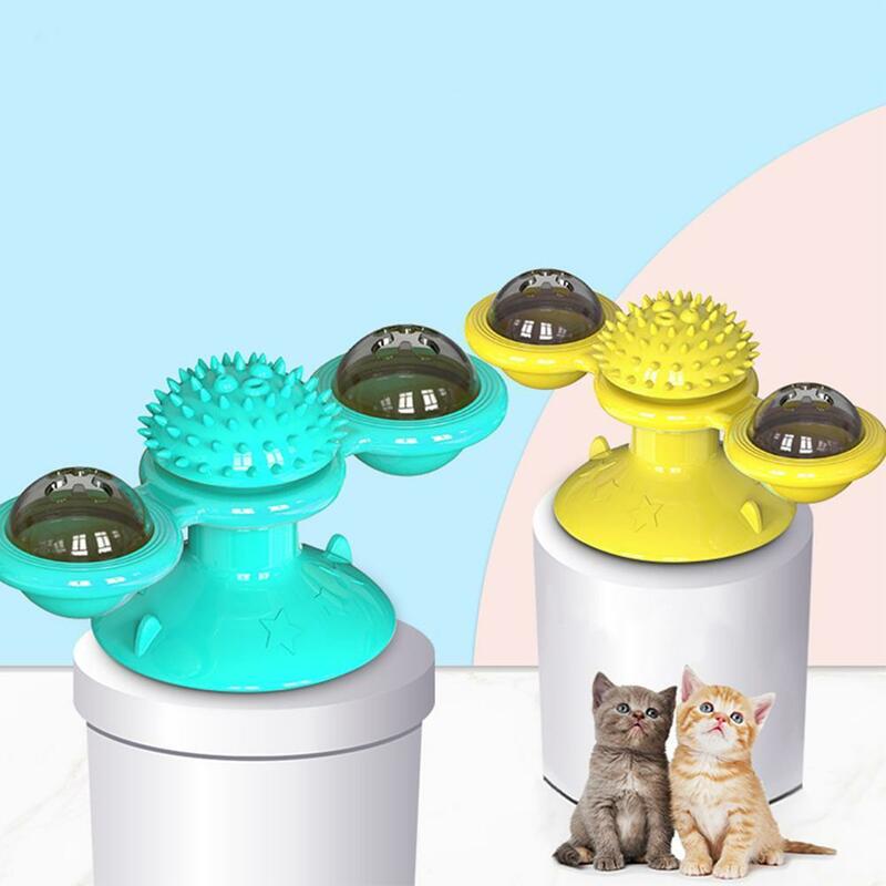 Windmill Cat Toy Funny Turntable Teasing Pet Toy Scratching Tickle Cats Hair Brush Cat Toys Interactive Puzzle Smart Pet Toys
