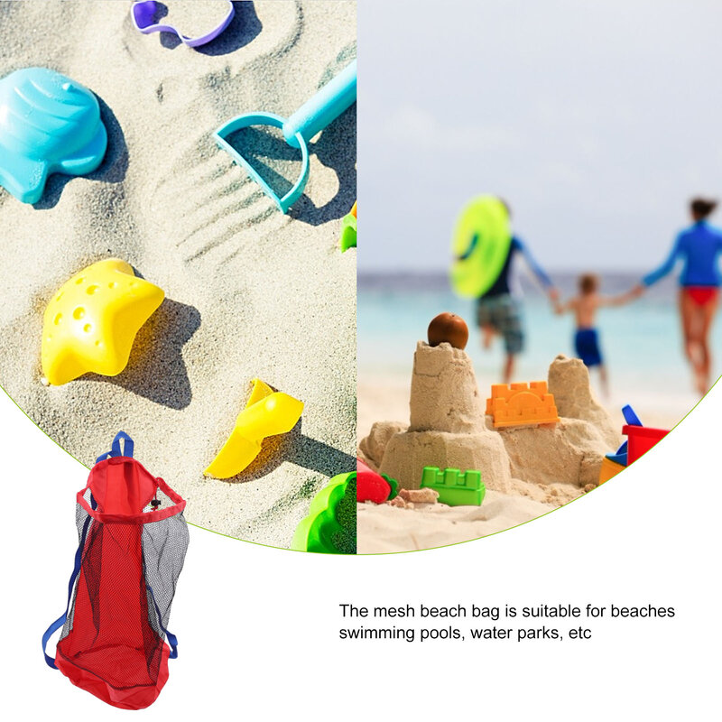 كيس شبكي للشاطئ على ظهره لعبة منشفة الرمل المستخدمة لتخزين ألعاب للشاطئ لعبة أطفال حقيبة التخزين