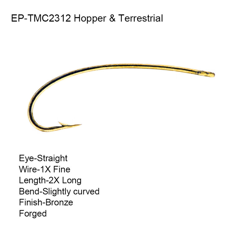 100 قطعة Eupheng EP-TMC2312 الجاف يطير الصيد هوك البرونزية اللون الذباب السنانير الصيد السنانير ل حجر الذباب Caddis و هوبر الذباب L