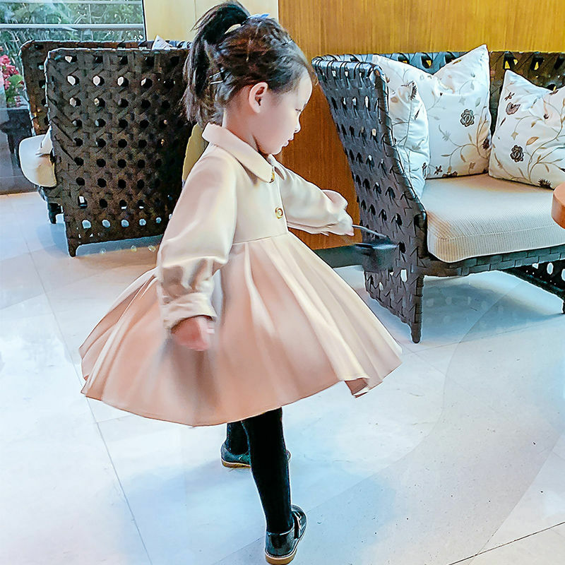 جديد ملابس الأطفال الفتيات ملابس الخريف منتصف طول فستان طفل الأطفال الأميرة فستان فتاة صغيرة فستان عصري