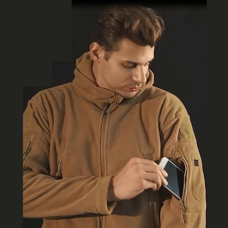 الدافئة الصوف السترات التكتيكية الرجال العسكرية يندبروف رشاقته متعددة جيب جاكيتات عادية هوديي معطف الملابس