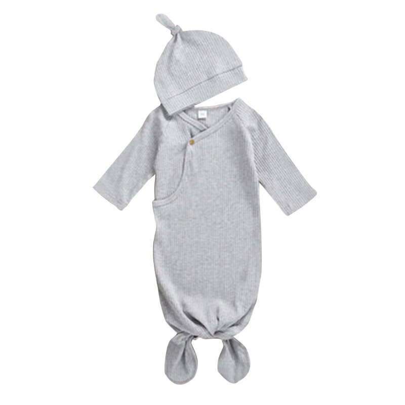 B2RE 2 قطعة الطفل كيس النوم طقم قبعات قماش للف الرضع بطانية كيس النوم الذيل معقود
