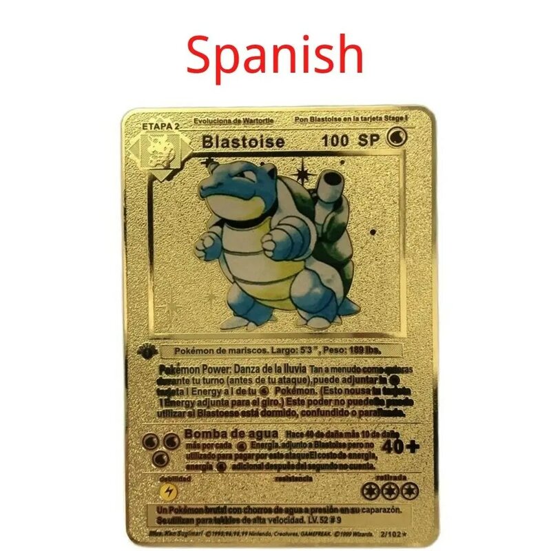 الاسباني بوكيمون بطاقة معدنية بيكاتشو النار التنفس التنين VMAX الذهب الخامس/GX/OX بطاقة اللعب لعب ألعاب جمع بطاقة هدايا للأطفال